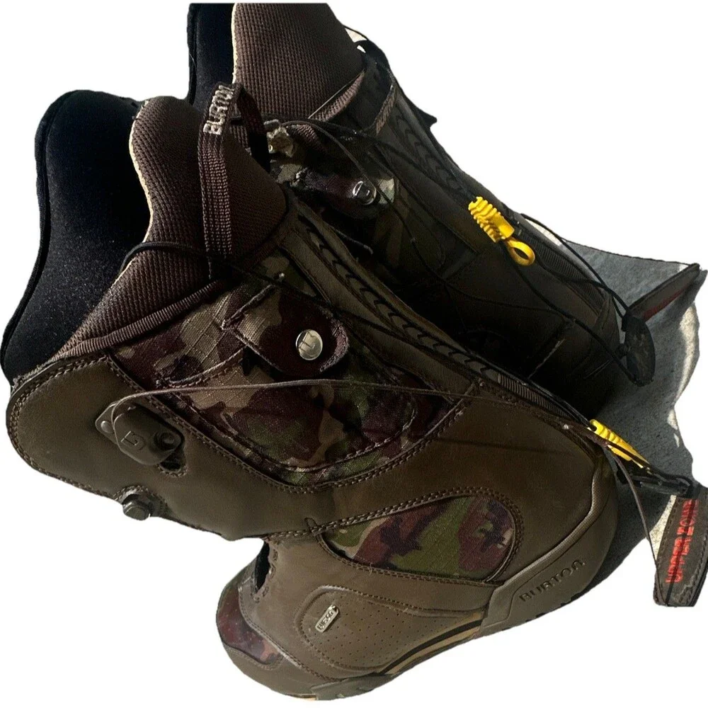Burton Ruler Men’s Snowboard Boots Size 10.5 Brown Camo Traditional Lace